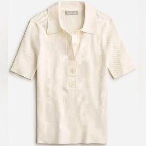 J. Crew Cream Tencel‎ Lyocell Blend Short Sleeve Polo Shirt - XSmall